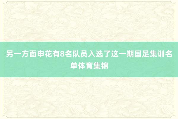 另一方面申花有8名队员入选了这一期国足集训名单体育集锦